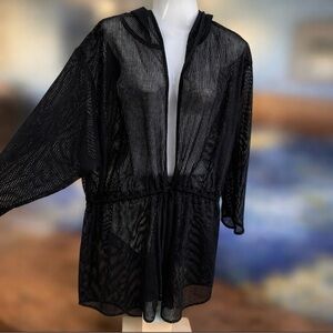 DOTTI Hooded Beach Cover Up, Black, Medium